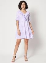 Viscose Purple Western Wear Plain Readymade Dress